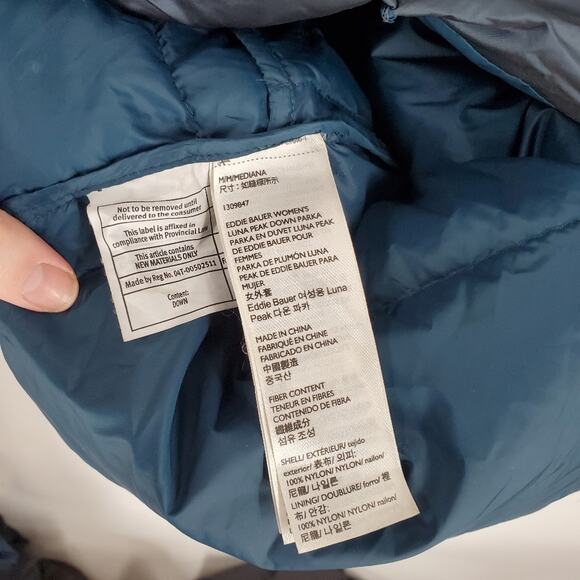 Eddie Bauer Women's Peacock Blue Luna Peak Down Filled Parka Jacket M - Picture 9 of 12
